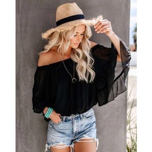 Whimsical World Chiffon Off The Shoulder Top